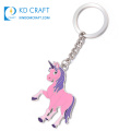 Unique design custom shaped metal nickel plating enamel glitter color filled kawaii horse unicorn keychain